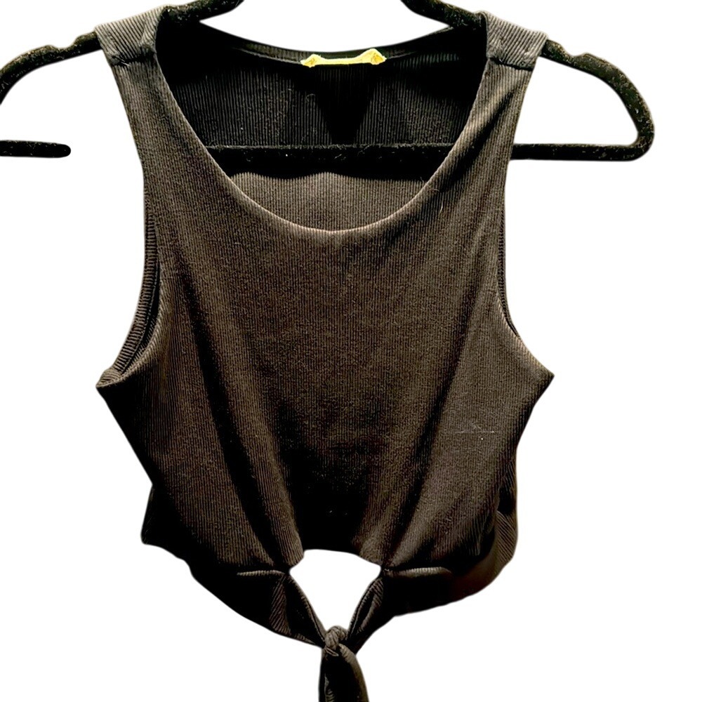 ILLA ILLA‎ Black Cross Tie Tank Top, size L